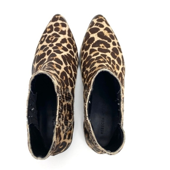 REBECCA Minkoff Maydsin Leopard Pointed Toe Calf Hair Ankle Boots in Beige - Picture 9 of 11